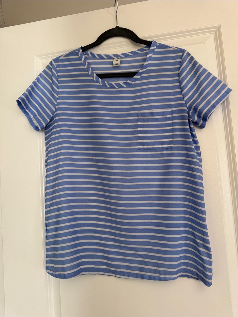 Old Navy Light Blue & White Striped Top